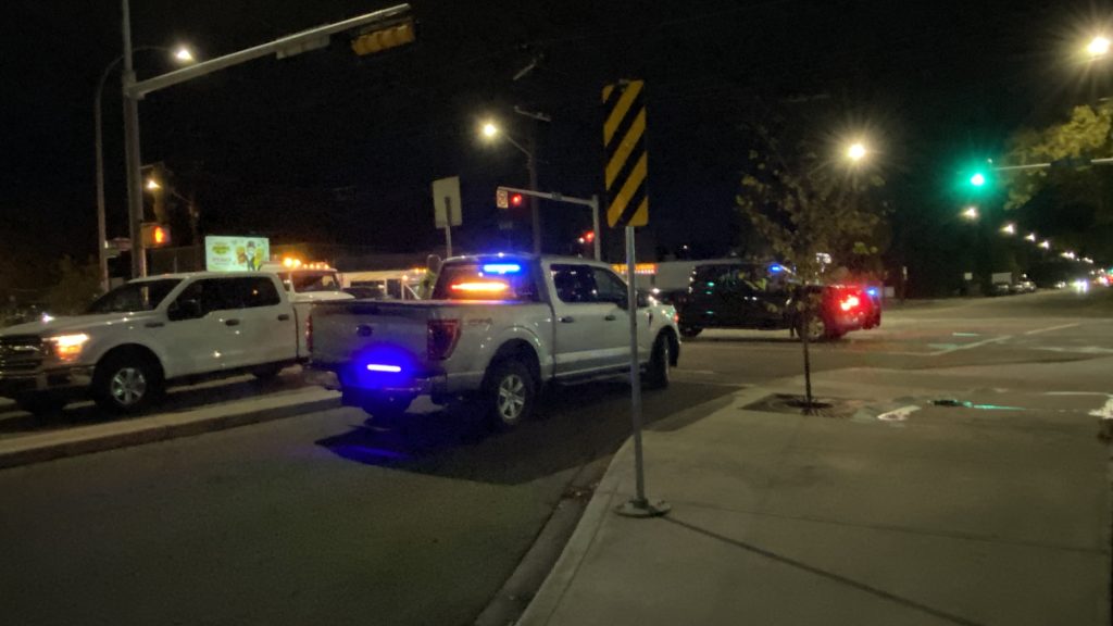 police vehicle at night