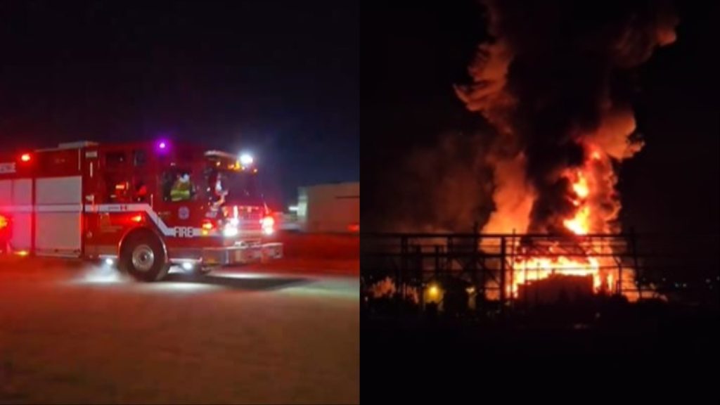 Fire destroys cooling tower east of Edmonton