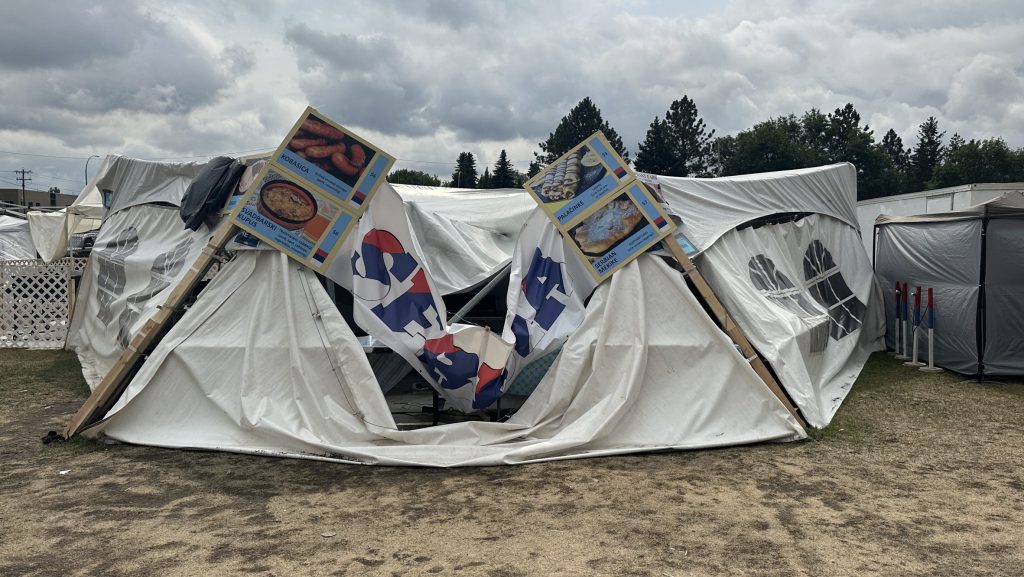 collapsed tent