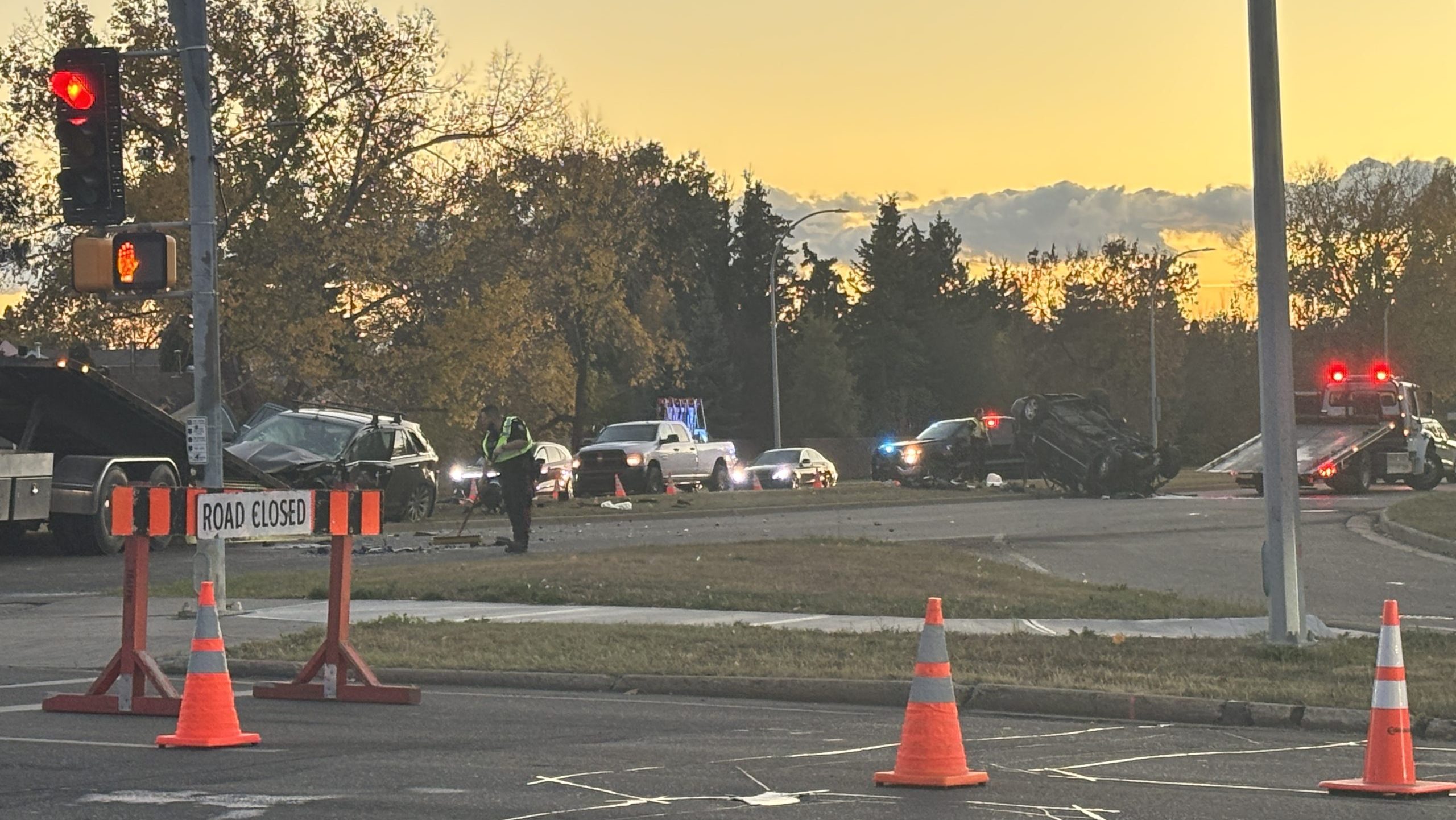 2 in hospital after rollover collision on 23 Avenue at Millwoods Road