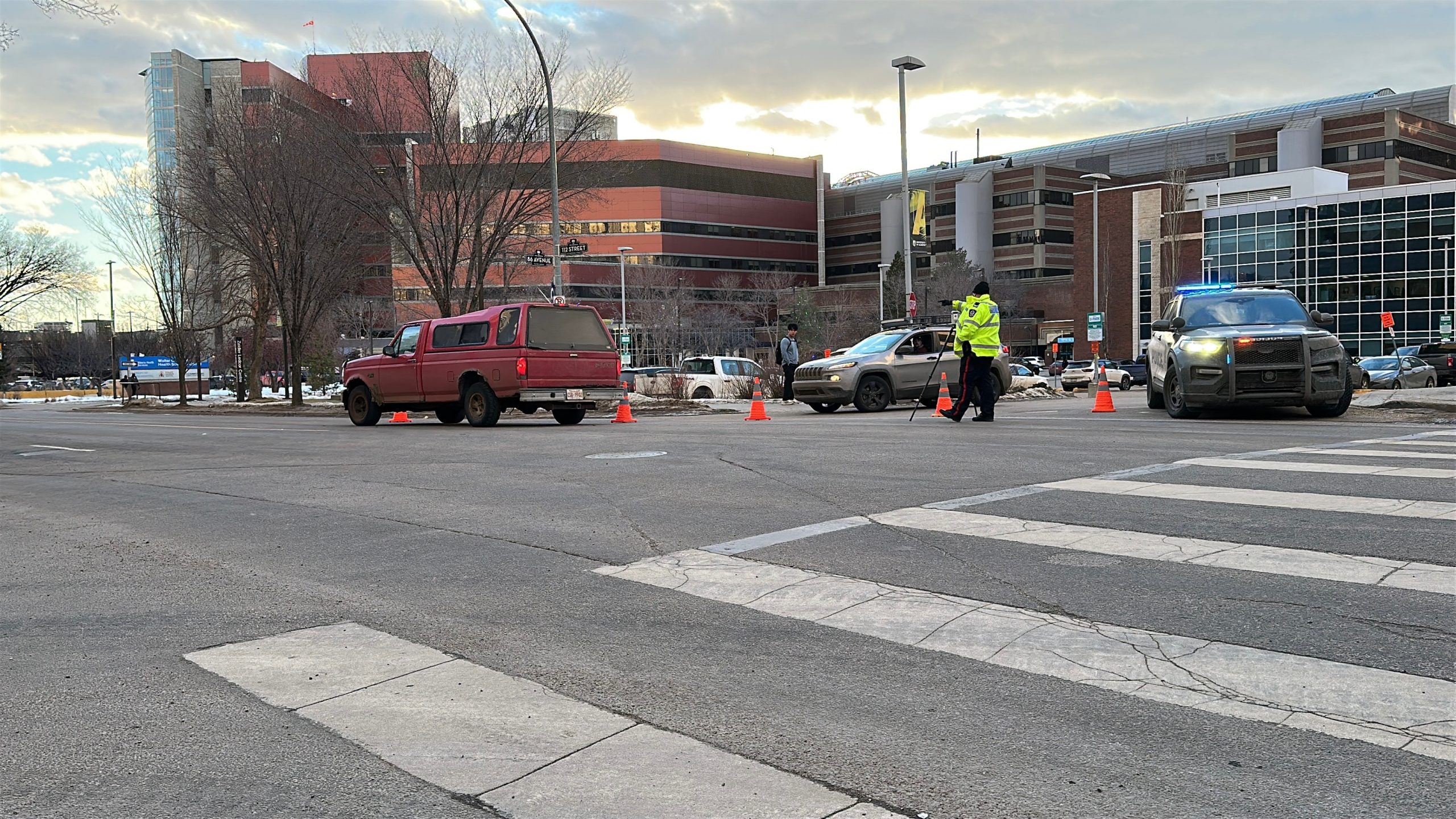 Man in hospital after being hit by pickup truck at 112 Street and 86 Avenue