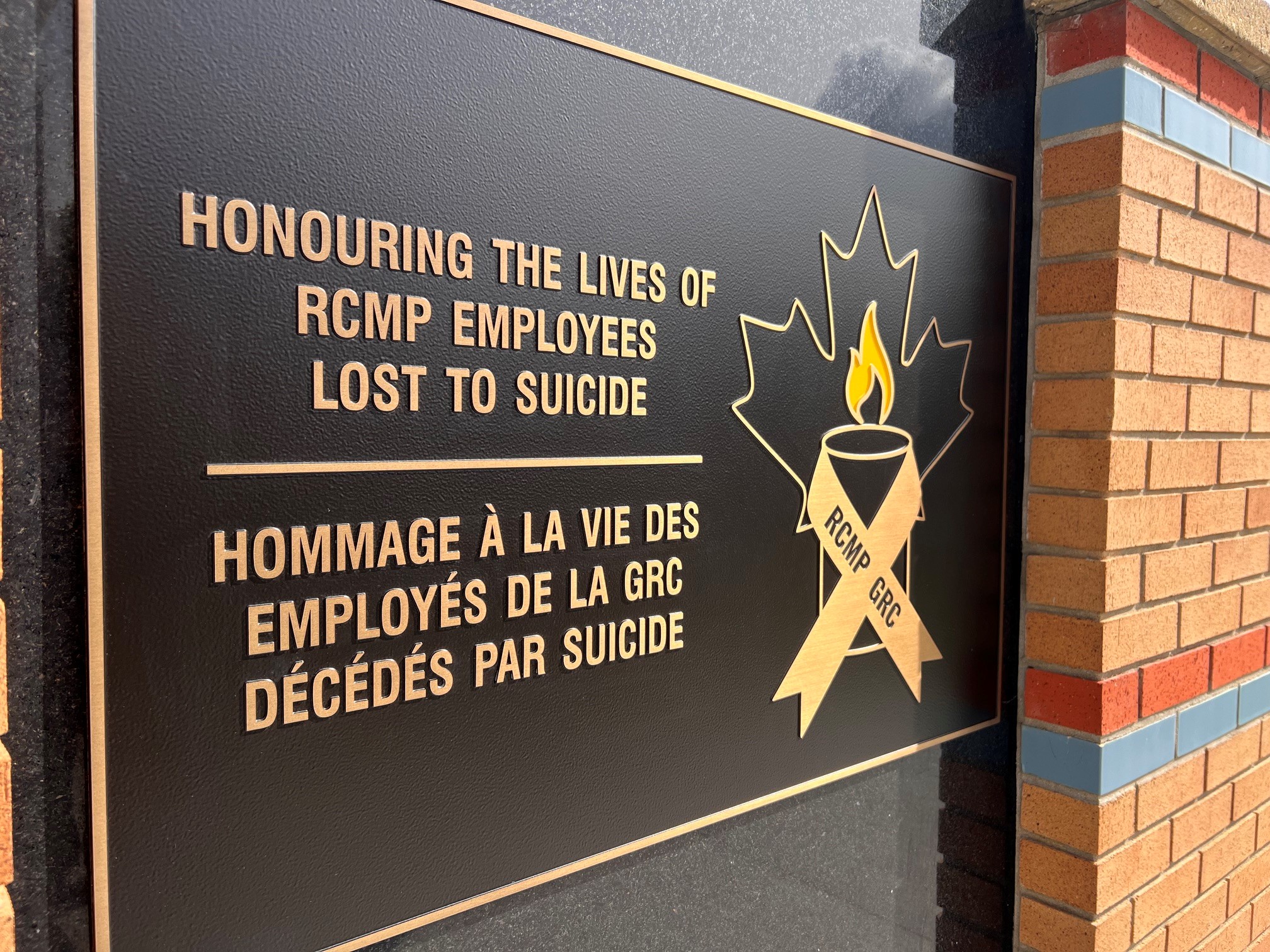 RCMP unveil memorial plaque outside Edmonton headquarters for lives lost from suicide