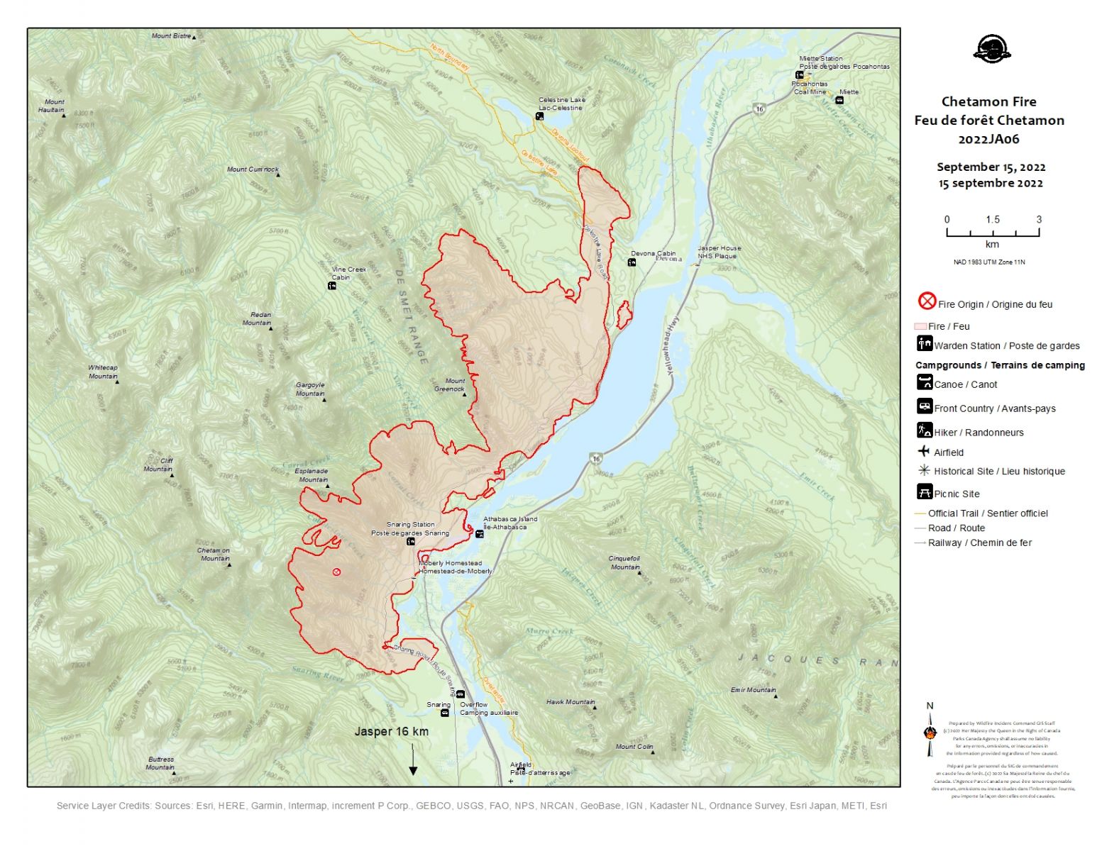 Chetamon Fire Near Jasper Continues To Burn CityNews Edmonton   Sept 15 Map 