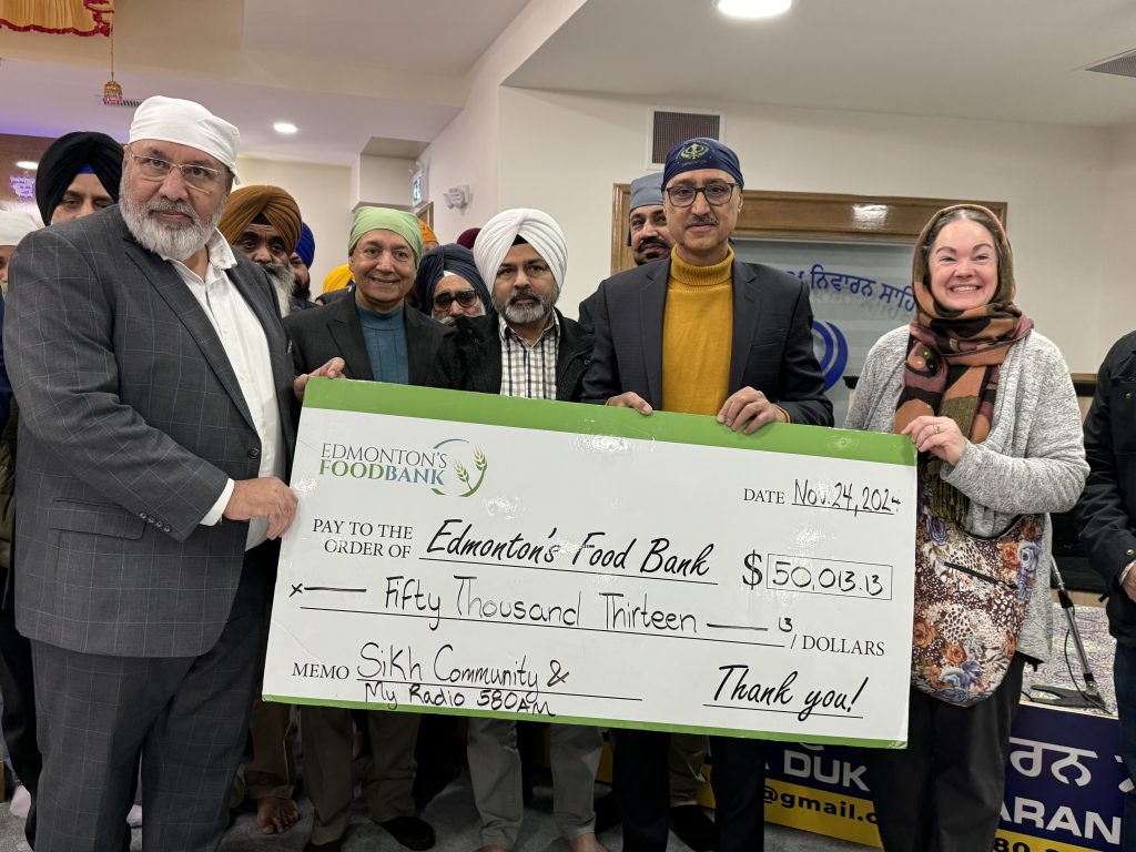 Members of Edmonton’s Sikh community raised over 50 thousand dollars for Edmonton’s food bank