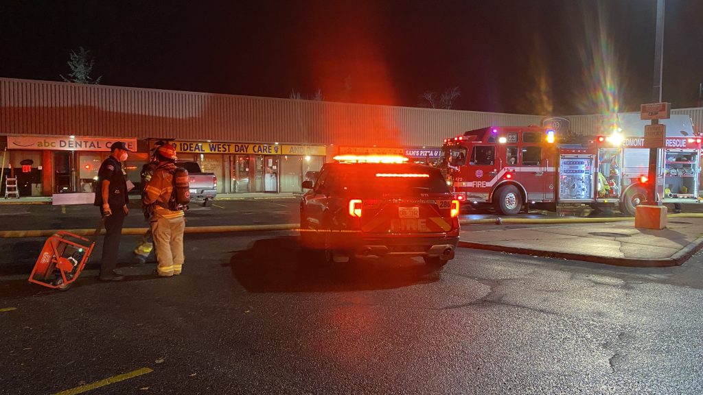 Firefighters investigate blaze at west Edmonton strip mall