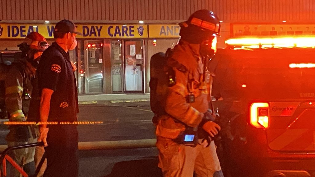 fire personnel on scene of blaze