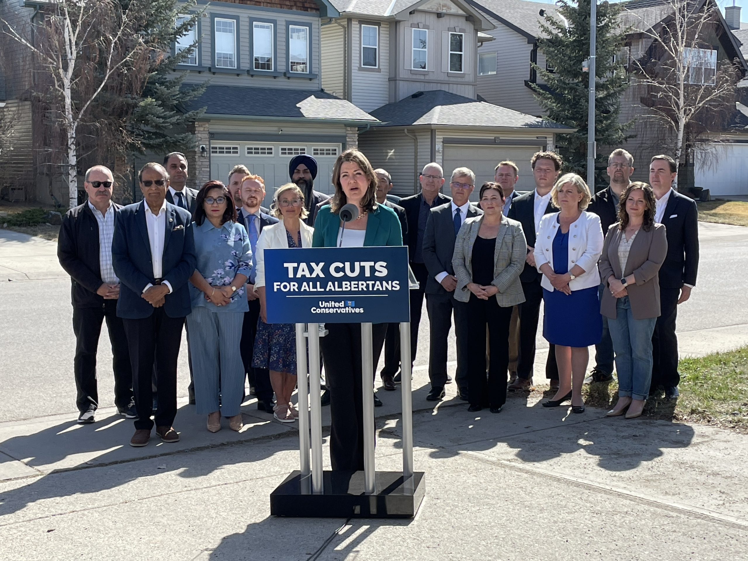 UCP leader Danielle Smith with other UCP in Calgary