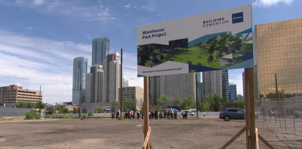 Work begins to convert empty lots into Edmonton’s new Warehouse Park